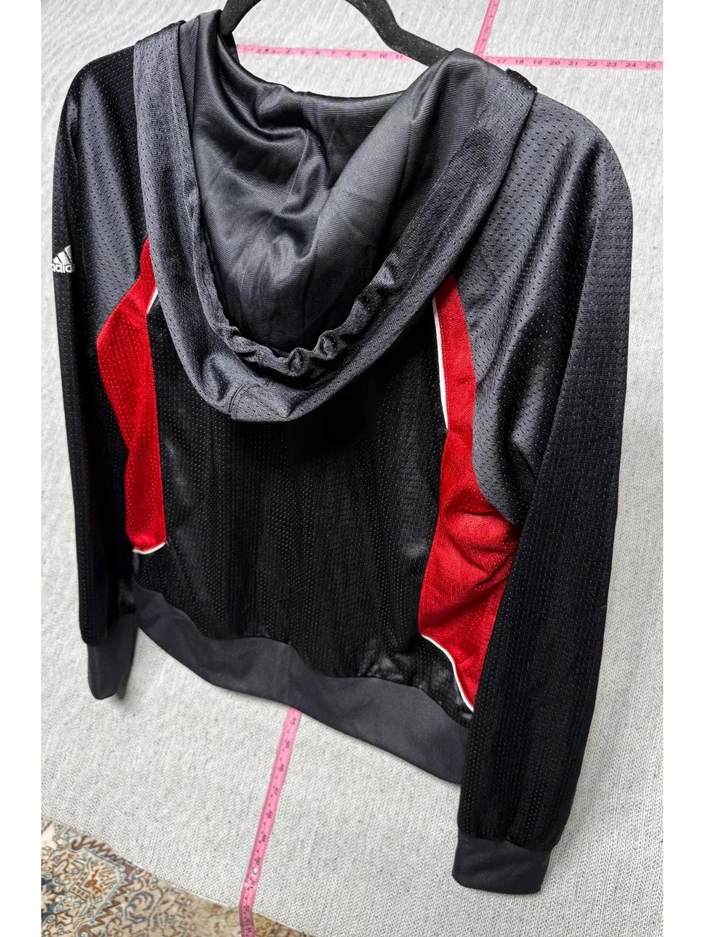 Adidas Women's Black and Red Full-Zip Hoodie Jacket Size 2X